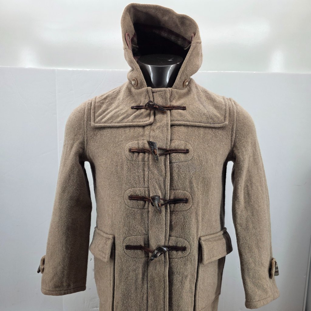 Vintage Gloverall Duffle Coat Womens Us 8 Wool Blend Corduroy Beige Tartan